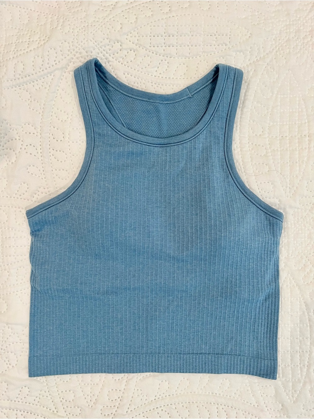 lululemon | Ebb to Street Cropped Racerback Tank Top, Utility Blue, Size 4